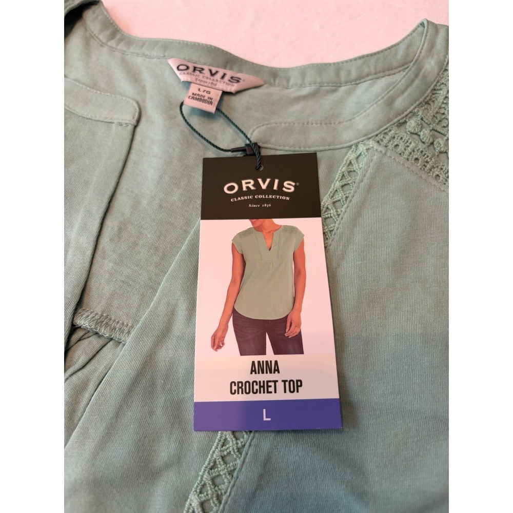 Orvis Women's Sleeveless Crochet Top Lg - Green